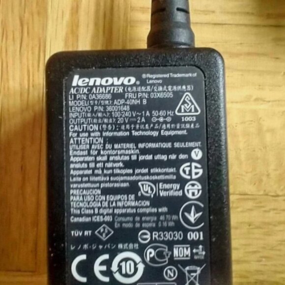 Lenovo AC Adapter for Lenovo IdeaPad U130 U160 U260 U300e 36001672 AC Charger - Picture 2 of 2